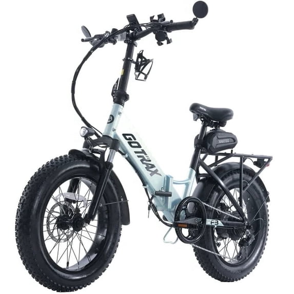 GOTRAX F3 48V 14ah Folding Adult E-Bike, up to 60 Miles, 20"x3"Fat Tire, LCD Display, Seafoam Green