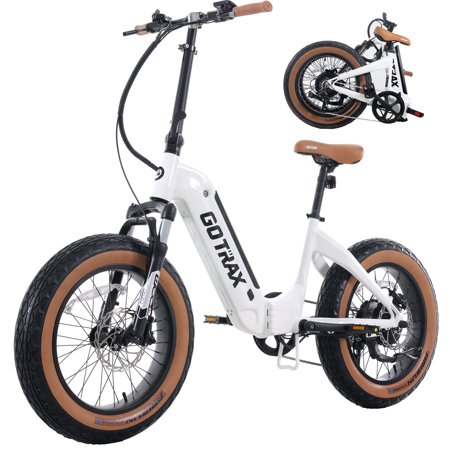 GOTRAX F5 500W 20" x 4" Fat Tires Step-Thru Folding Electric Bike for Adult with Removable Battery, White