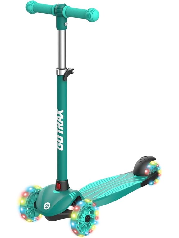 KS1 Kids Kick Scooter, Toddler Scooter 3 Wheel with LED Lighted, 3 Adjustable Handlebars, Suitable for Boys and Girls Ages 2~8 Children and Max Load 100 lbs,Green
