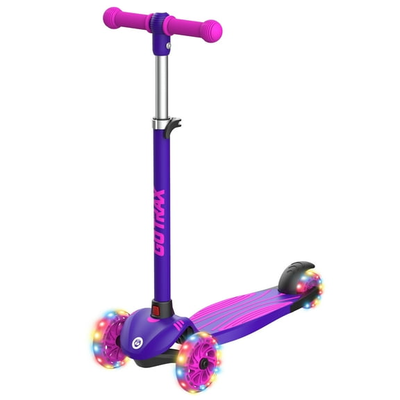 GOTRAX KS1 Kids Kick Scooter, Toddler Scooter 3 Wheel with LED Lighted, 3 Adjustable Handlebars, Suitable for Boys and Girls Ages 2~8 Children and Max Load 100 lbs, Purple