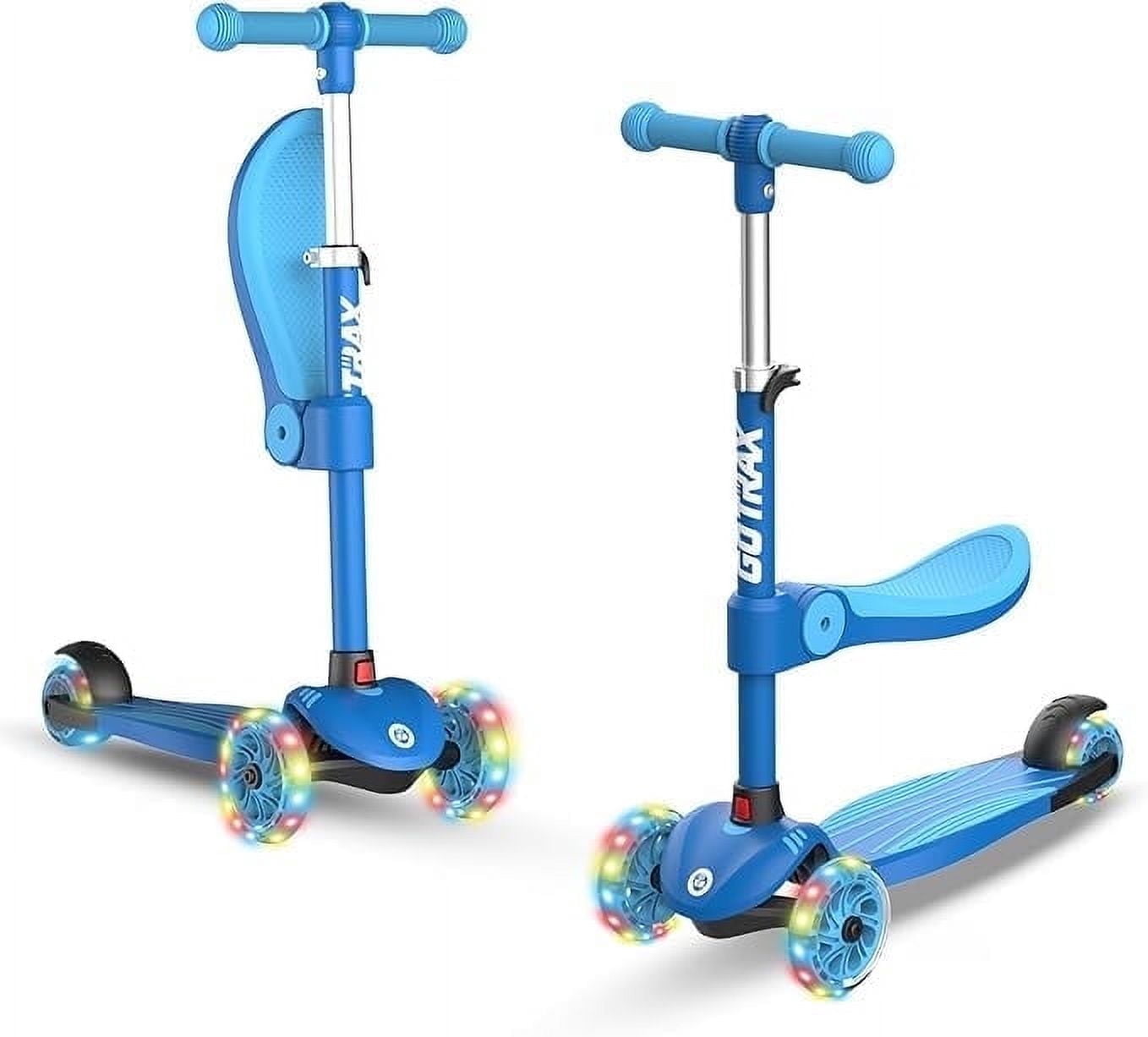 GOTRAX, Kids Scooter, Blue, 3 Wheel, Light-Up, Folding Seat