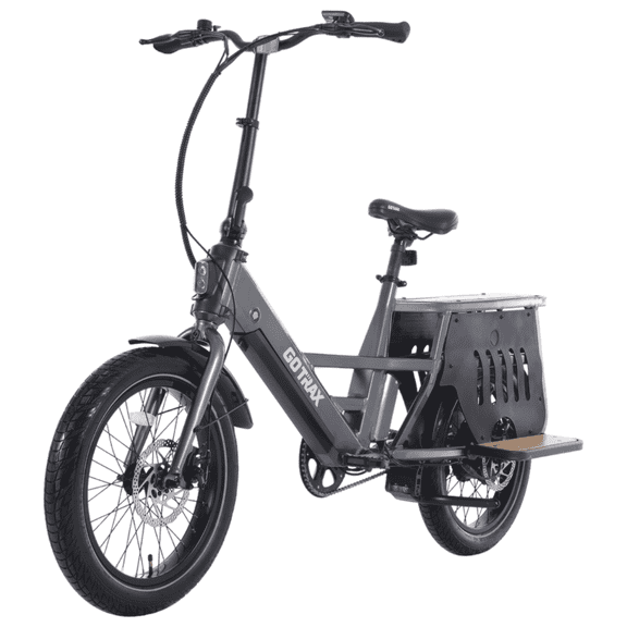 GOTRAX PORTER Electric Cargo Bicycle, 20" x 3" Tires 500W 48V 20mph Up to 330lbs Adult Electric Cargo Bike,Grey