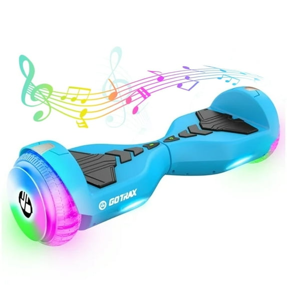GOTRAX Pulse Max Hoverboard for Kids Ages 6+, Bluetooth Speaker, LED Lights, 6 Mile Range, Dual 250W Motor Hoverboard,Blue