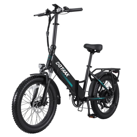 GOTRAX R2 Folding Adult Electric Bike, 500W 20mph, 20" x 3" Fat Tire, LCD Display, Black