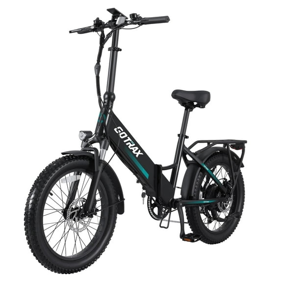 GOTRAX R2 20" x 3" Folding Adult Electric Bike with 20Mph 500W Strong Power Motors LCD-Display/with Rear Rack,Black