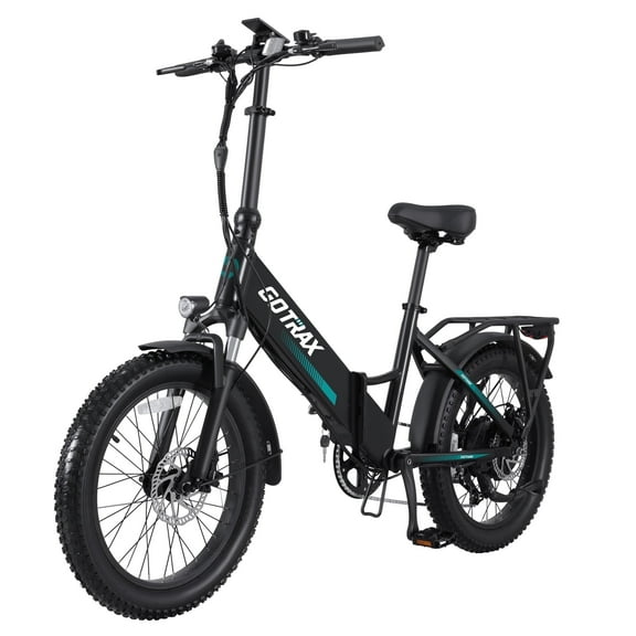 GOTRAX R2 20" x 3" Folding Adult Electric Bike with 20Mph 500W Strong Power Motors LCD-Display/with Rear Rack,Black