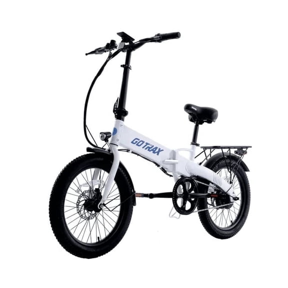GOTRAX Z4 Lite Portable Folding Power-Assisted Bicycle with 350W Motor 48V Battery 20 x 2.6" Wide Tires, White