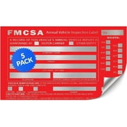 GOTSAFETY Exterior Annual Inspection Label - FMCSA Annual Inspection Stickers - Permanent Self Adhesive 6 x 3.5 - DOT Compliant Inspection Stickers - Red 5 Pack