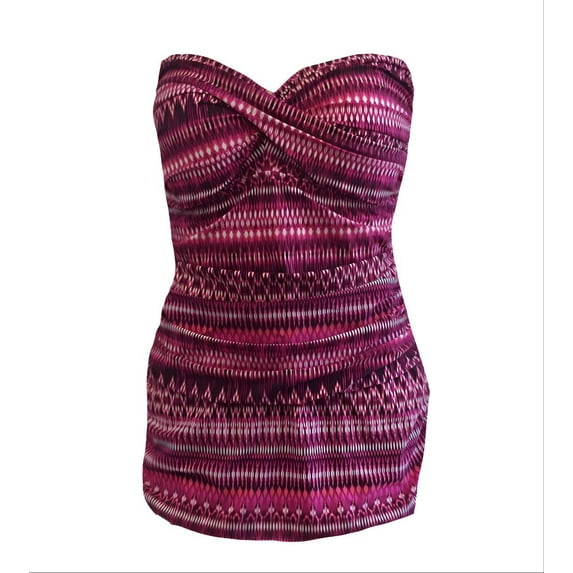 GOTTEX Women's Bandeau Dress Shaped One Piece Swimsuit, Pink, 16