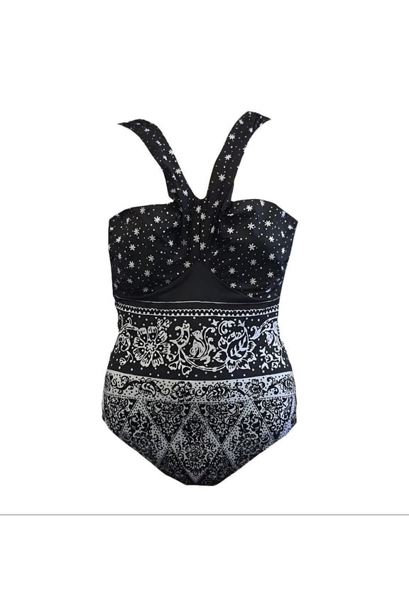 Women's Open Back One Piece Swimsuit, Black, 10