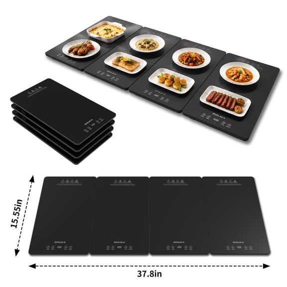 Food Warmer for Thanksgiving Christmas Holiday Buffet, 4-Pack Electric Warming Tray, 10 Heat Levels