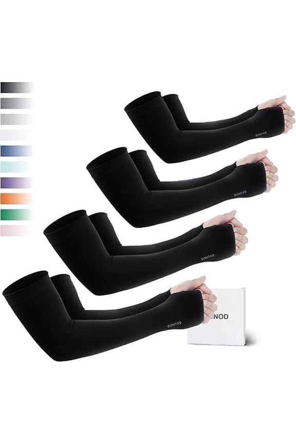 4 Pairs Sleeves to Cover Arms for Women with Thumb Hole - Nylon Sun Protection SPF Cooling Driving UV Blocking