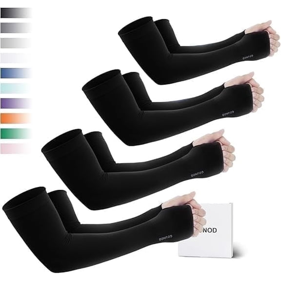 GOUNOD 4 Pairs Sleeves to Cover Arms for Women with Thumb Hole - Nylon Sun Protection SPF Cooling Driving UV Blocking