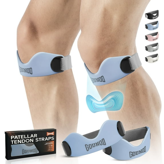 GOUNOD Silicone Patellar Tendon Support Strap 2 pack,Knee Strap for Knee Pain Relief,Patella Band for Basketball,Running, Hiking