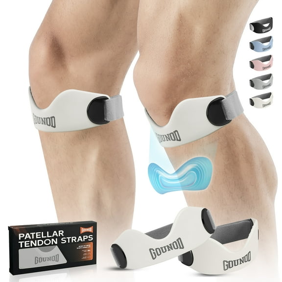 GOUNOD Silicone Patellar Tendon Support Strap 2 pack,Knee Strap for Knee Pain Relief,Patella Band for Basketball,Running, Hiking