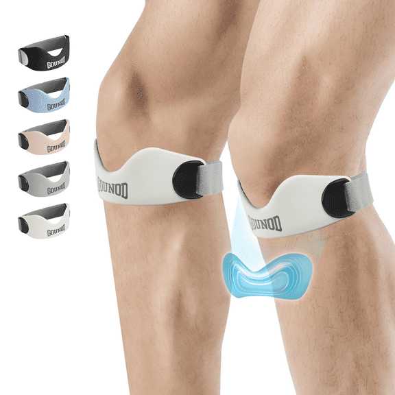 GOUNOD Silicone Patellar Tendon Support Strap 2 pack,Knee Strap for Knee Pain Relief,Patella Band for Basketball,Running, Hiking