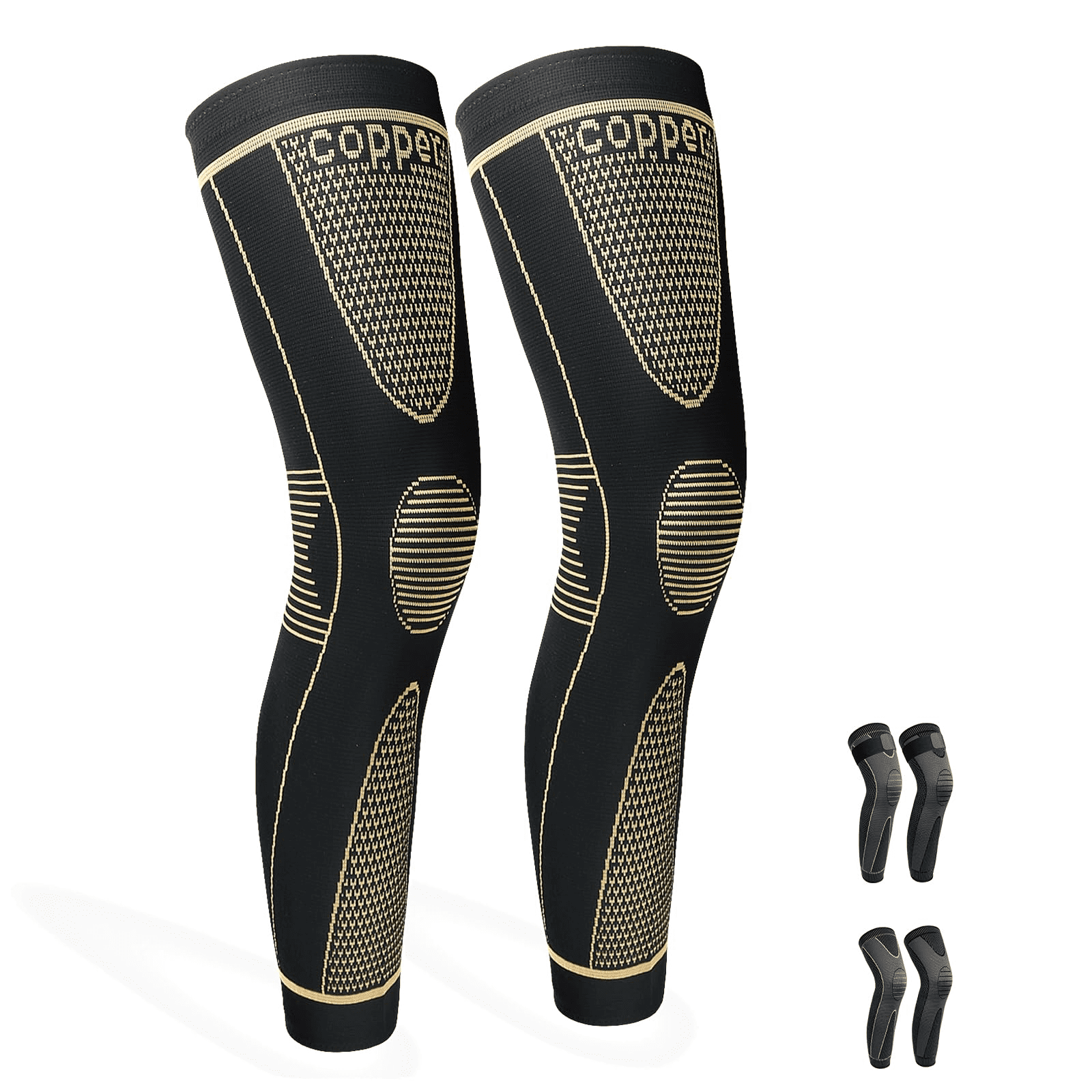 GOUNOD Long Compression Knee Brace for Women Men, Breathable Full Leg Sleeve for Arthritis Pain and Warming,Basketball, Cycling