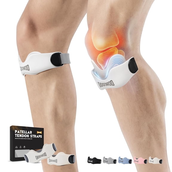 GOUNOD Patellar Tendon Support Strap 2 pack, Adjustablle Anti-Slip Knee Wrap, Unisex Knee Support for Running Cycling