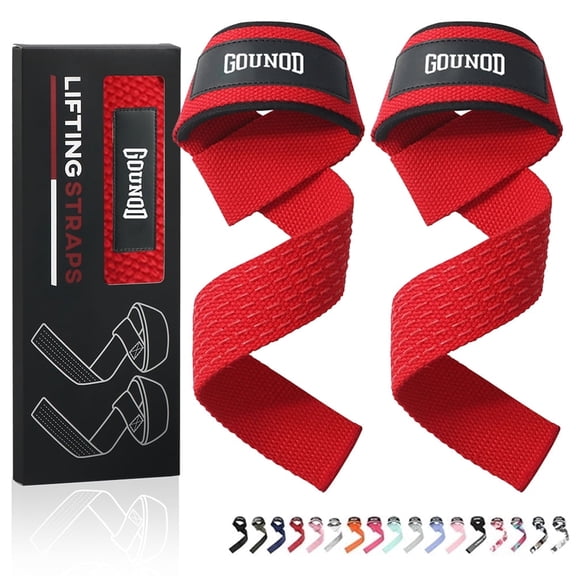 GOUNOD Weight Lifting Straps 2 pack, Men and Women Polyester Wrist Straps with Anti-slip Silicone - for Gym Fitness Powerlifting Dumbbell