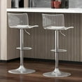 thumbnail image 1 of Acrylic Bar Stools Set of 2, Clear Adjustable Height Silver Base Barstools with Back, 360° Swivel Transparent Modern Bar Stool for Kitchen Island, Dining, Bar, Pub, 1 of 14