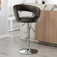thumbnail image 1 of Bar Stools Adjustable Height, PU Leather Modern Swivel Barstools with Hollow Back and Arms, Counter Height Bar Stool for Kitchen Bar, Dark Brown, 1 of 11