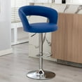 thumbnail image 1 of Bar Stools Adjustable Height, PU Leather Modern Swivel Barstools with Hollow Back and Arms, Counter Height Bar Stool for Kitchen Bar, Blue, 1 of 11