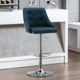 thumbnail image 1 of Bar Stools with Back, Linen Square 360°Swivel Barstools, Adjustable Height Pneumatic Lift Bar Chair for Kitchen Island, Bar, Dining, Dark Blue, 1 of 10