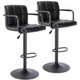 thumbnail image 1 of Bar Stools with Back Sets of 2, Adjustable Swivel Leather Barstools with Arms, Pneumatic Lift Counter Height Stools for Kitchen Island, Bistro, Pub, Black, 1 of 11
