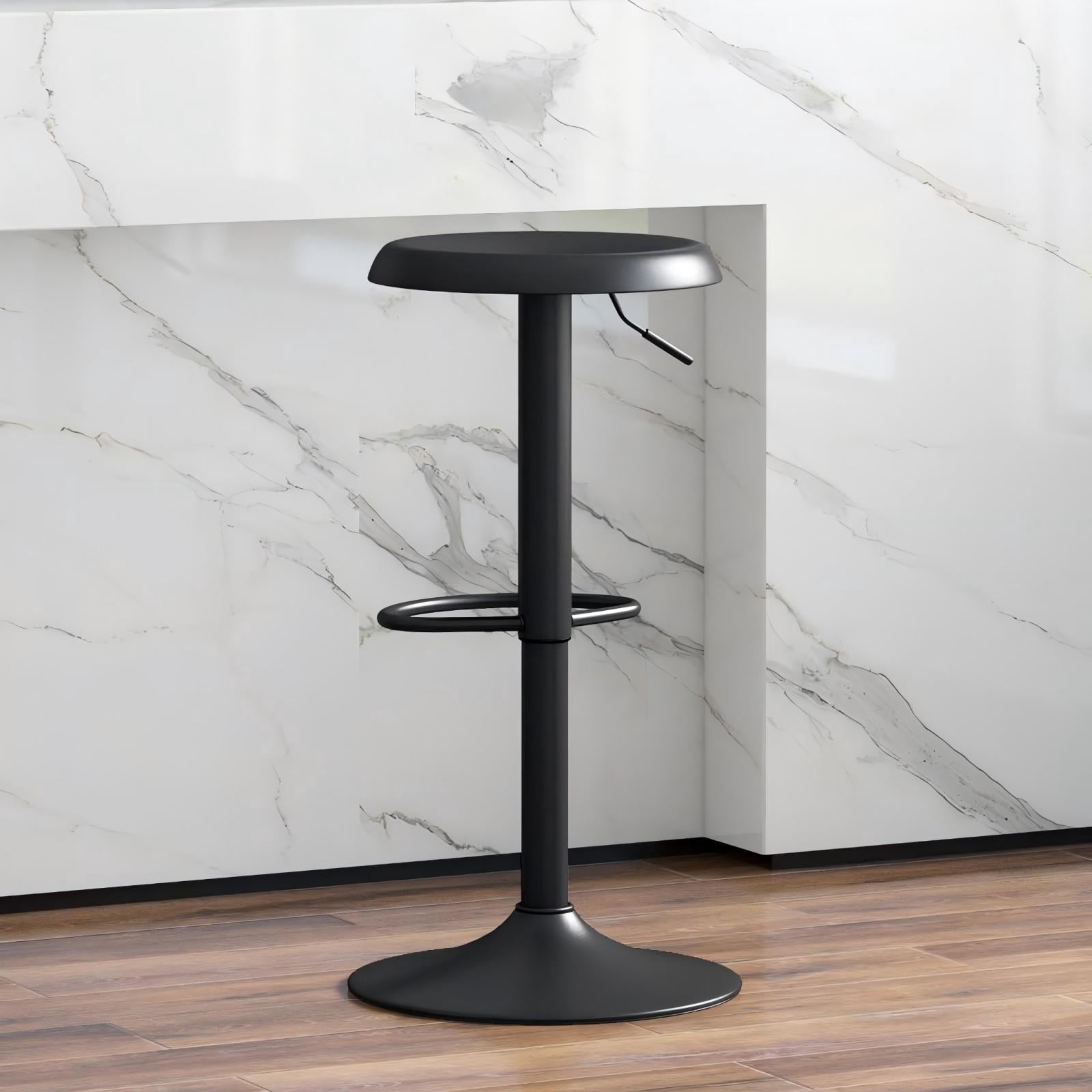 Metal Bar Stools, Counter Height Adjustable Barstools, Backless 360° Swivel Kitchen Stools for Island, Dining, Bistro, Pub (Black)