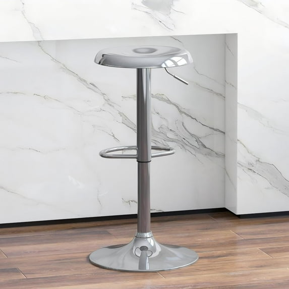 Metal Bar Stools, Counter Height Adjustable Barstools, Backless 360° Swivel Kitchen Stools for Island, Dining, Bistro, Pub (Sliver)