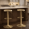 thumbnail image 1 of Metal Bar Stools Set of 2, Counter Height Adjustable Barstools, Backless 360° Swivel Kitchen Stools for Island, Dining, Bistro, Pub (Gold）, 1 of 14
