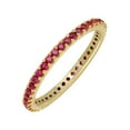thumbnail image 1 of GOURIK 18K Yellow Gold Plated Stackable Created Ruby Ring For Women - Thin Eternity Band For Stacking - Ruby Light Weight Wedding Eternity Band Size 5, 1 of 9