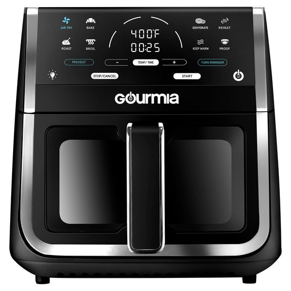 Gourmia 8 Qt Digital Window Air Fryer with 8 One-Touch Cooking Functions, Black