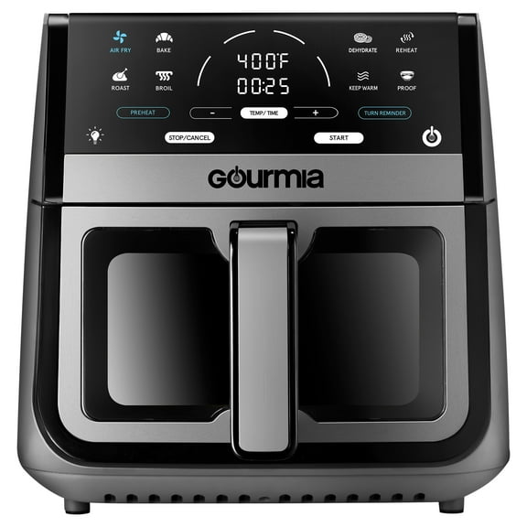 Gourmia 8 Qt Digital Window Air Fryer with 8 One-Touch Cooking Functions, Gray