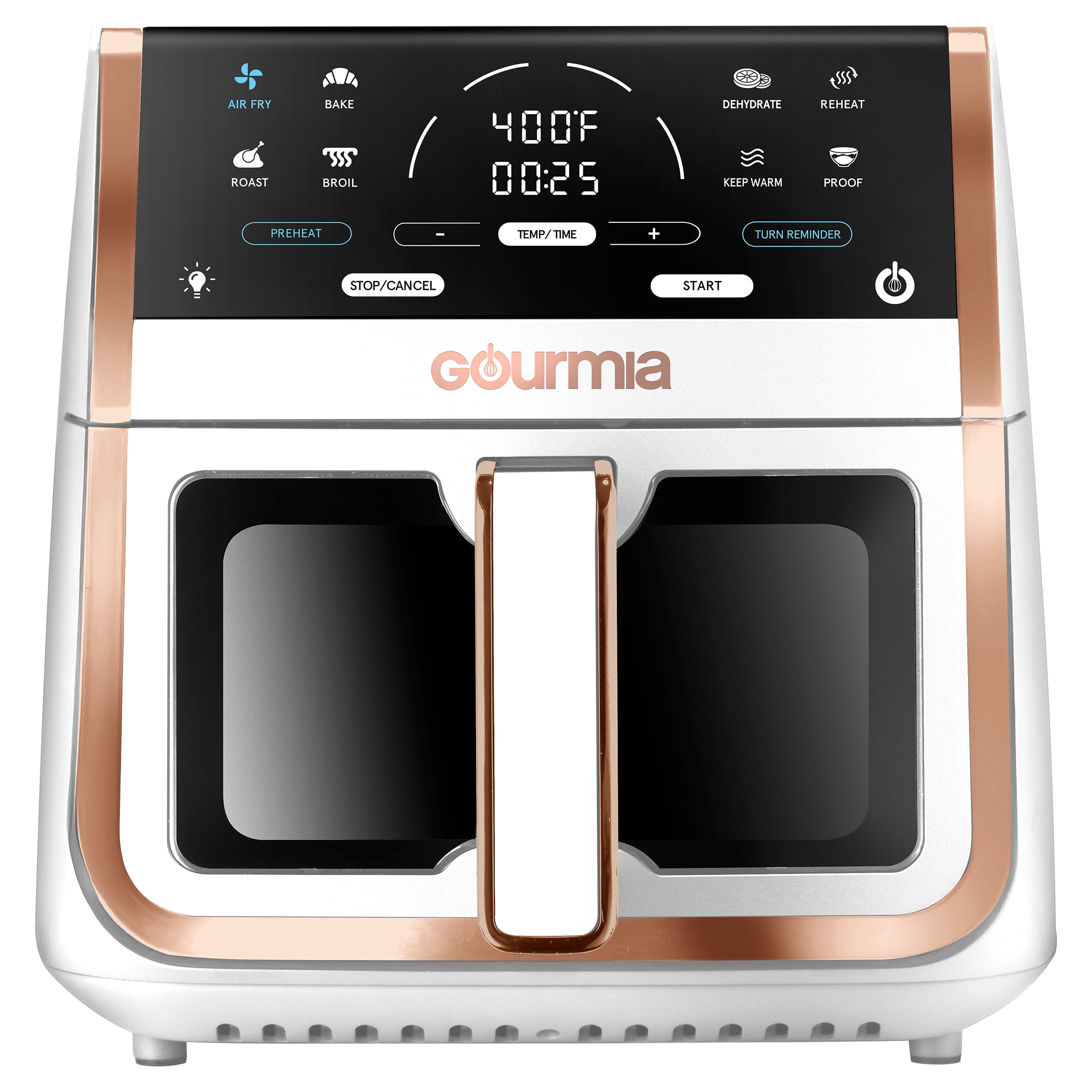 Gourmia 8 Qt Digital Window Air Fryer with 8 One-Touch Cooking Functions, White