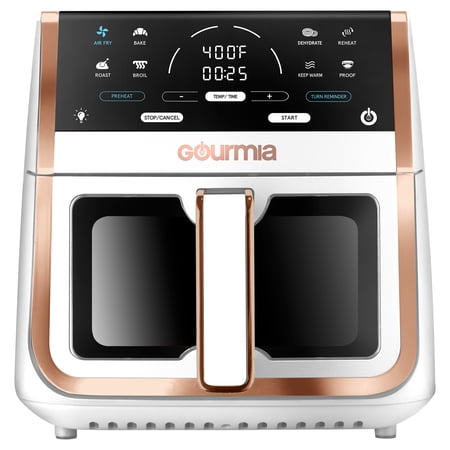 Gourmia 8 Qt Digital Window Air Fryer with 8 One-Touch Cooking Functions, White