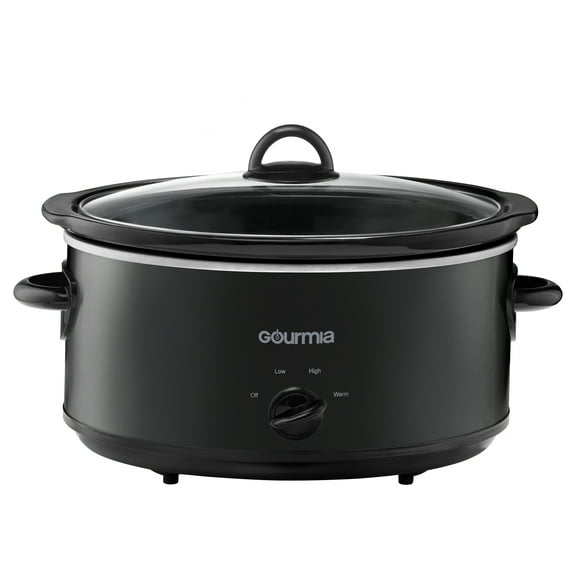 Gourmia 6 Qt Manual Slow Cooker with 3 Heat Settings, Black