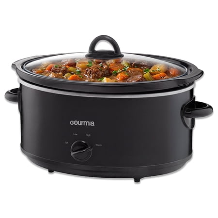 Gourmia 6 Qt Manual Slow Cooker, 3 Heat Settings, Removable Ceramic Pot, Black