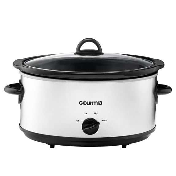 Gourmia 6 Qt Manual Slow Cooker with 3 Heat Settings, White