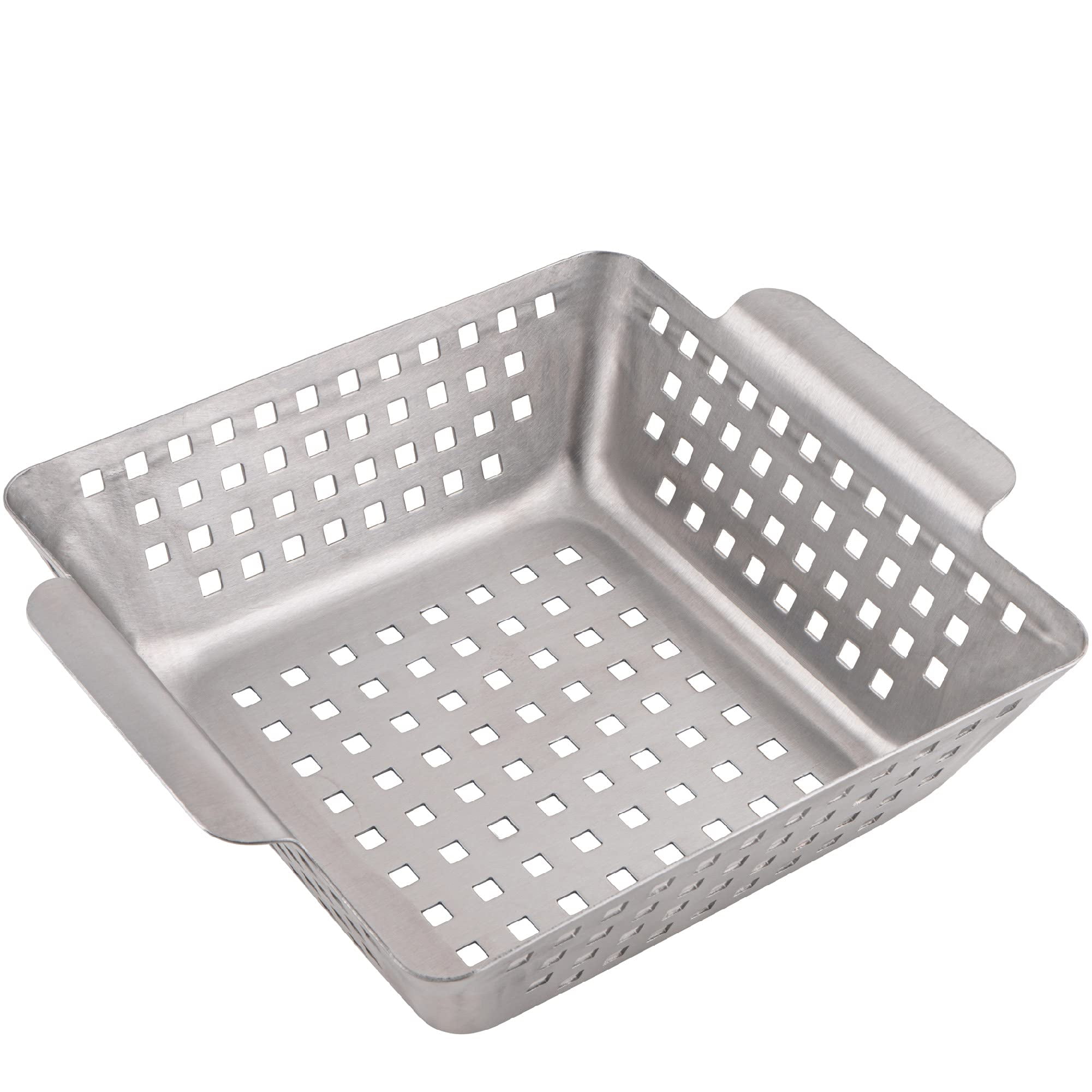 GOURMEO Stainless Steel Vegetable Grill Basket with Handle for Outdoor