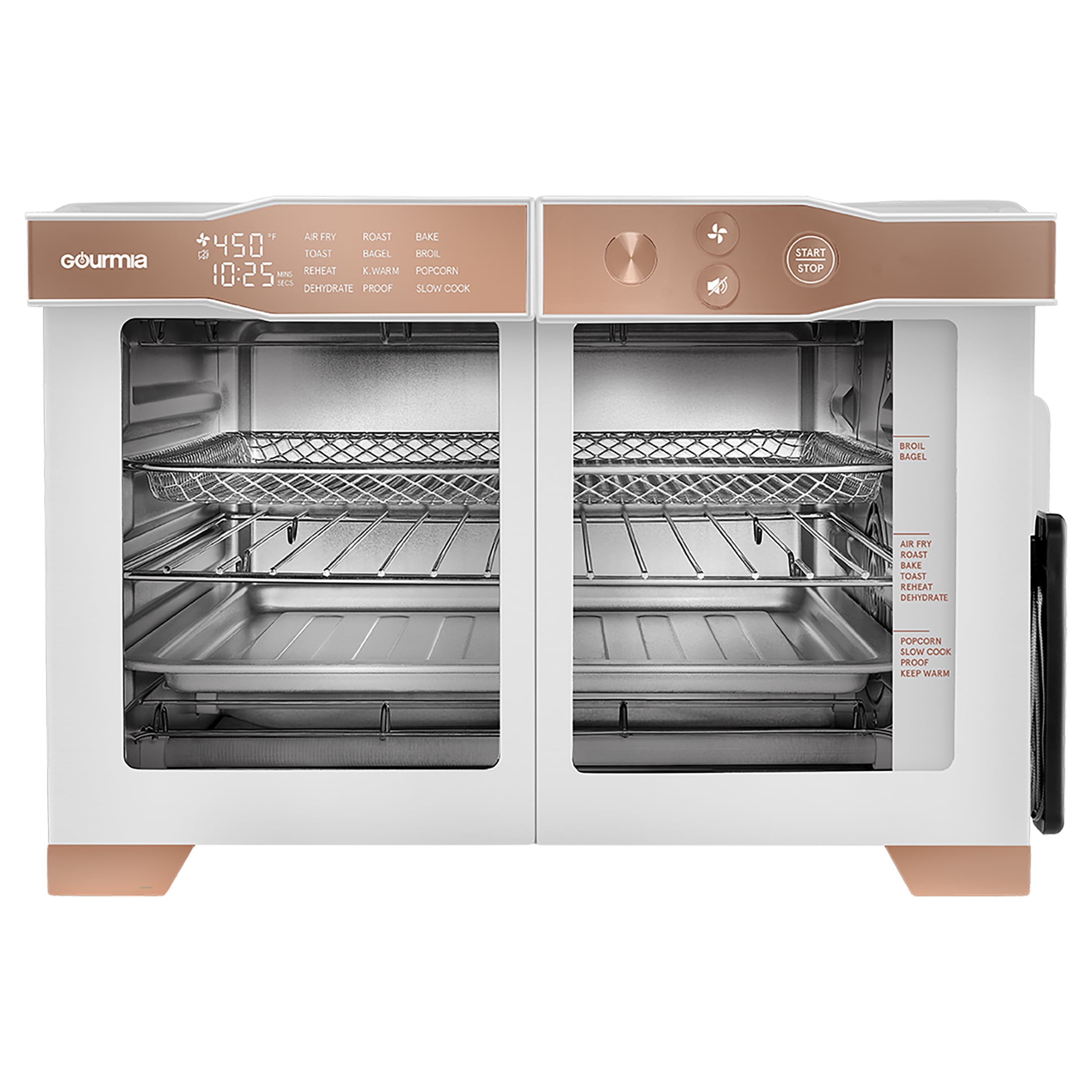 Gourmia French Door 6-Slice Digital Toaster Oven Air Fryer with Integrated Temperature Probe, 24L, White