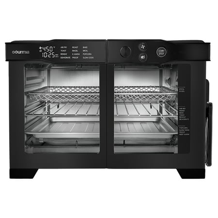 Gourmia Toaster Oven Air Fryer with French Doors, 6-Slice Capacity, Temperature Probe, Black