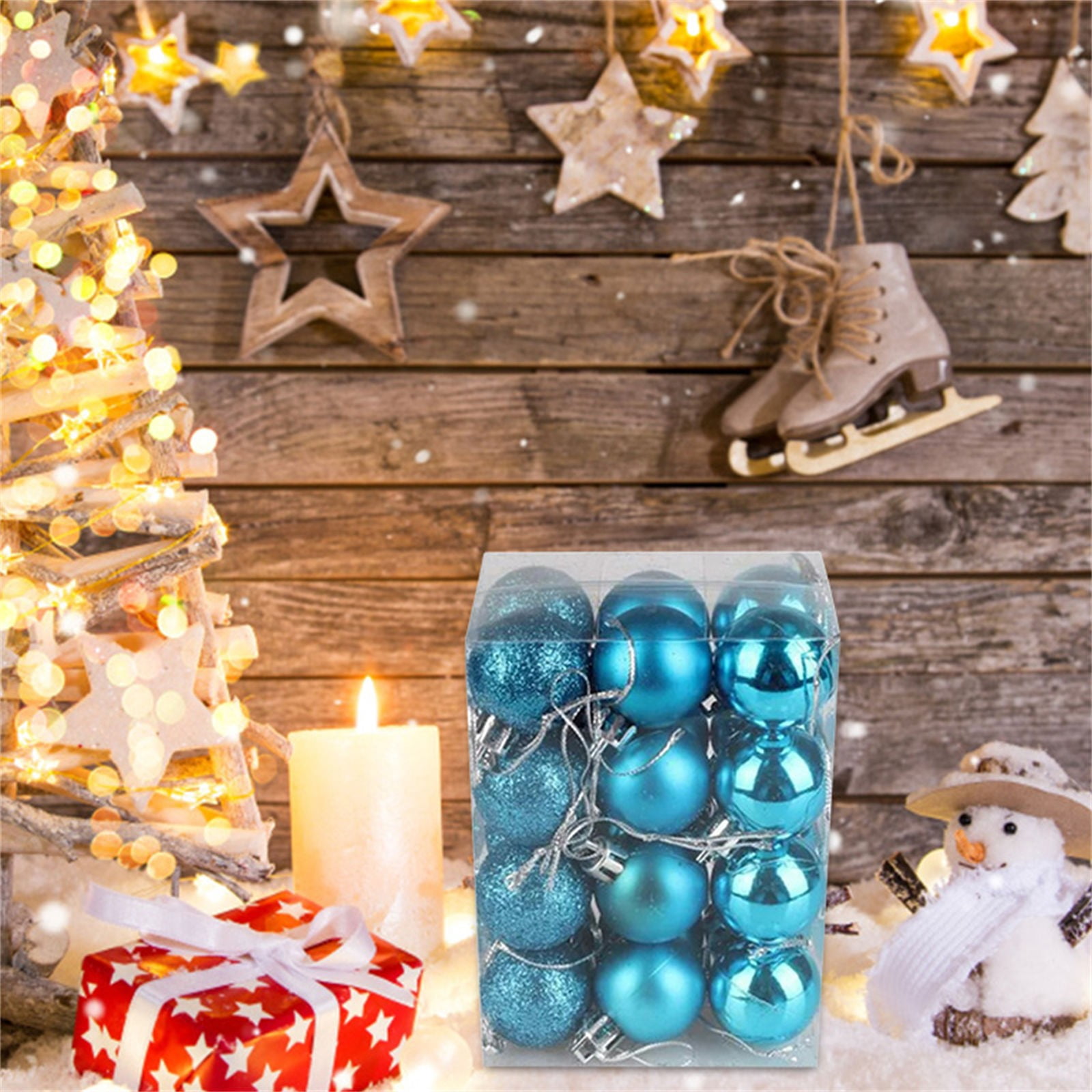 GOVOW July Christmas Savings! Feltree Christmas Baubles Xmas Tree Christmas Decoration Party Ornaments Christmas Tree 24 Piece Set Sky Blue