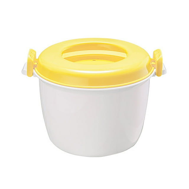 GOVOW Microwave Specific Plastic Rice Cooker With Lock Lid, Perfect for Steaming Rice, Safe to Mix, Food Storage Container, Free of Bisphenol A, Dishwasher Washable, Insulated Lunch Box