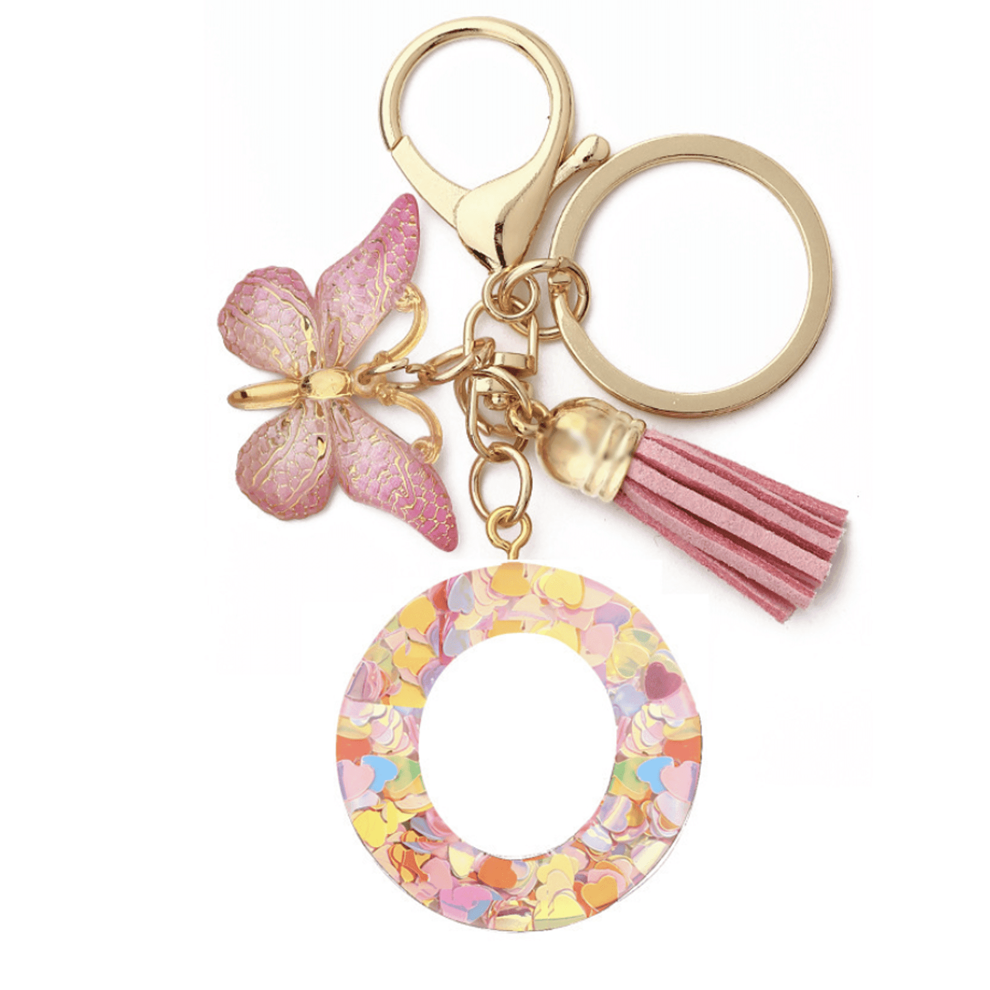 GOVSONE 26 Letter Keychain Resin Flower Key Chain with