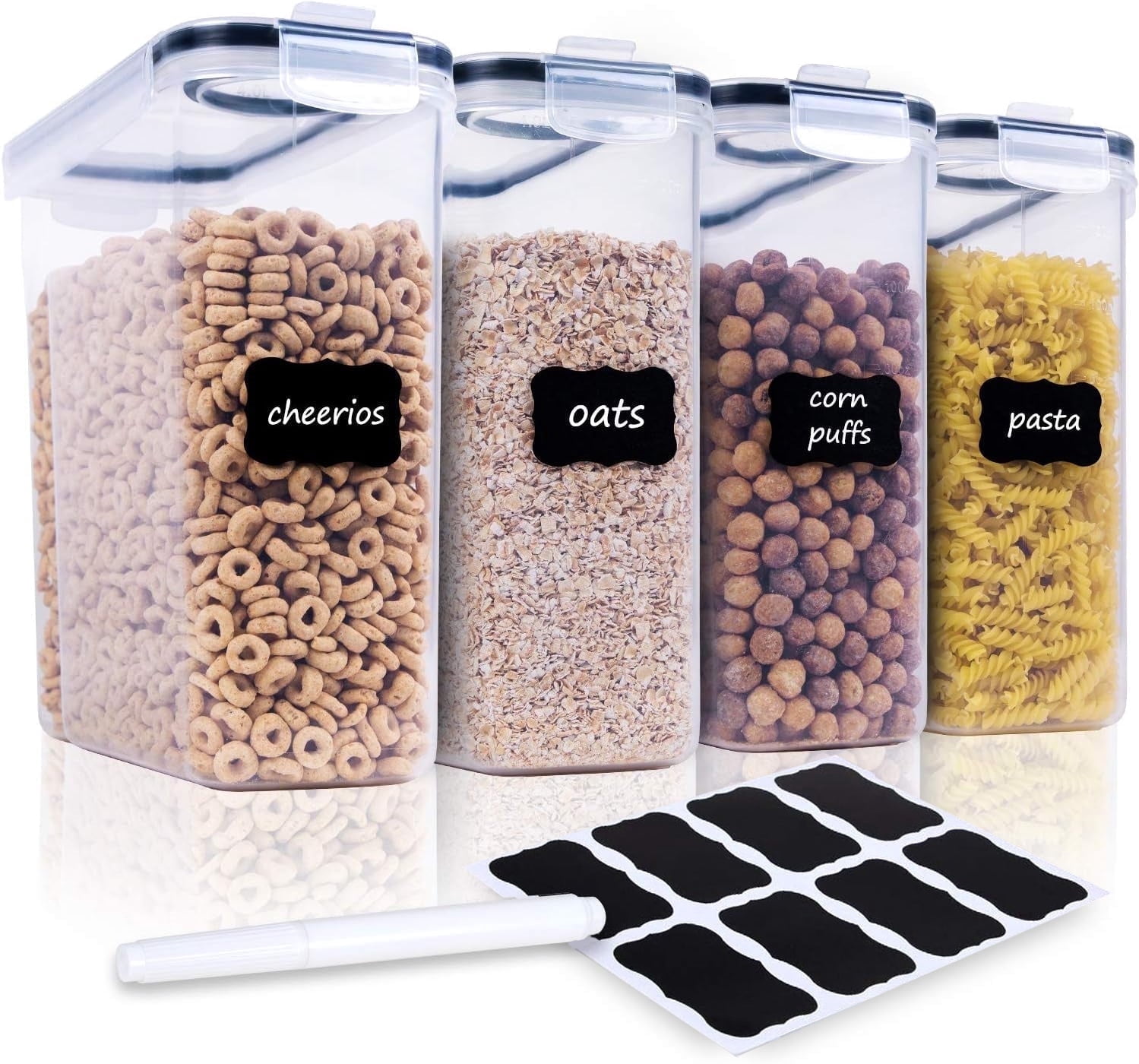 GOVVEP 4PCS Cereal Containers Storage Set for Kitchen & Airtight Pantry Organization Cereal Dispensers