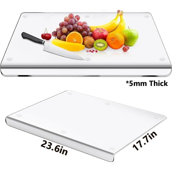 GOVVEP Acrylic Cutting Board for Kitchen with Countertop Protector, clear cutting board for countertop Non Slip, Apartment Essentials Kitchen Gifts
