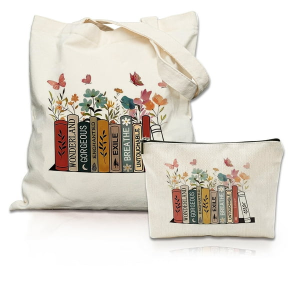 GOWELL Black Cat Canvas Bag Aesthetic Cotton Tote Bag with Inner Pocket for Women, Large Capacity Cute Sturdy Reusable Lady Canvas Tote Bag for Vacation, Shopping, Grocery, Gym (2 PCS)