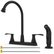 GOWIN Kitchen Faucet with Sprayer,Black 4 Hole Kitchen Faucet, High Arc 2 Handle Kitchen Sink Faucets,Kitchen Faucets for Sink 3 Hole,Farmhouse Faucet for Kitchen Sink