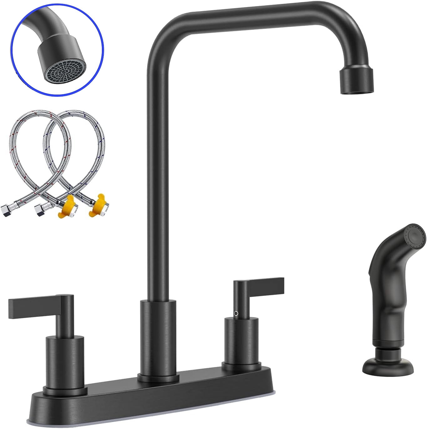 GOWIN - Matte Black Kitchen Faucet with High Pressure Pull Sprayer, 2 ...
